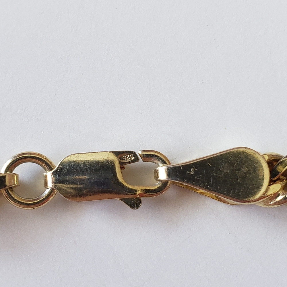 Gold tone 925 sterling silver Chain Necklace - Picture 9 of 11